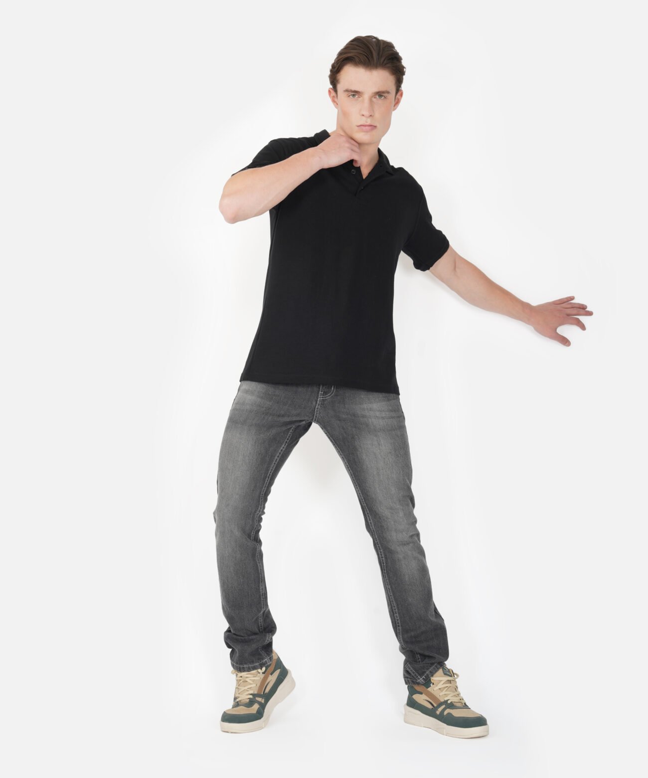 BLACK POLO COTTON T-SHIRT