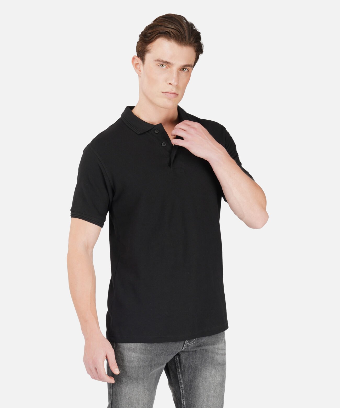 BLACK POLO COTTON T-SHIRT - Image 3