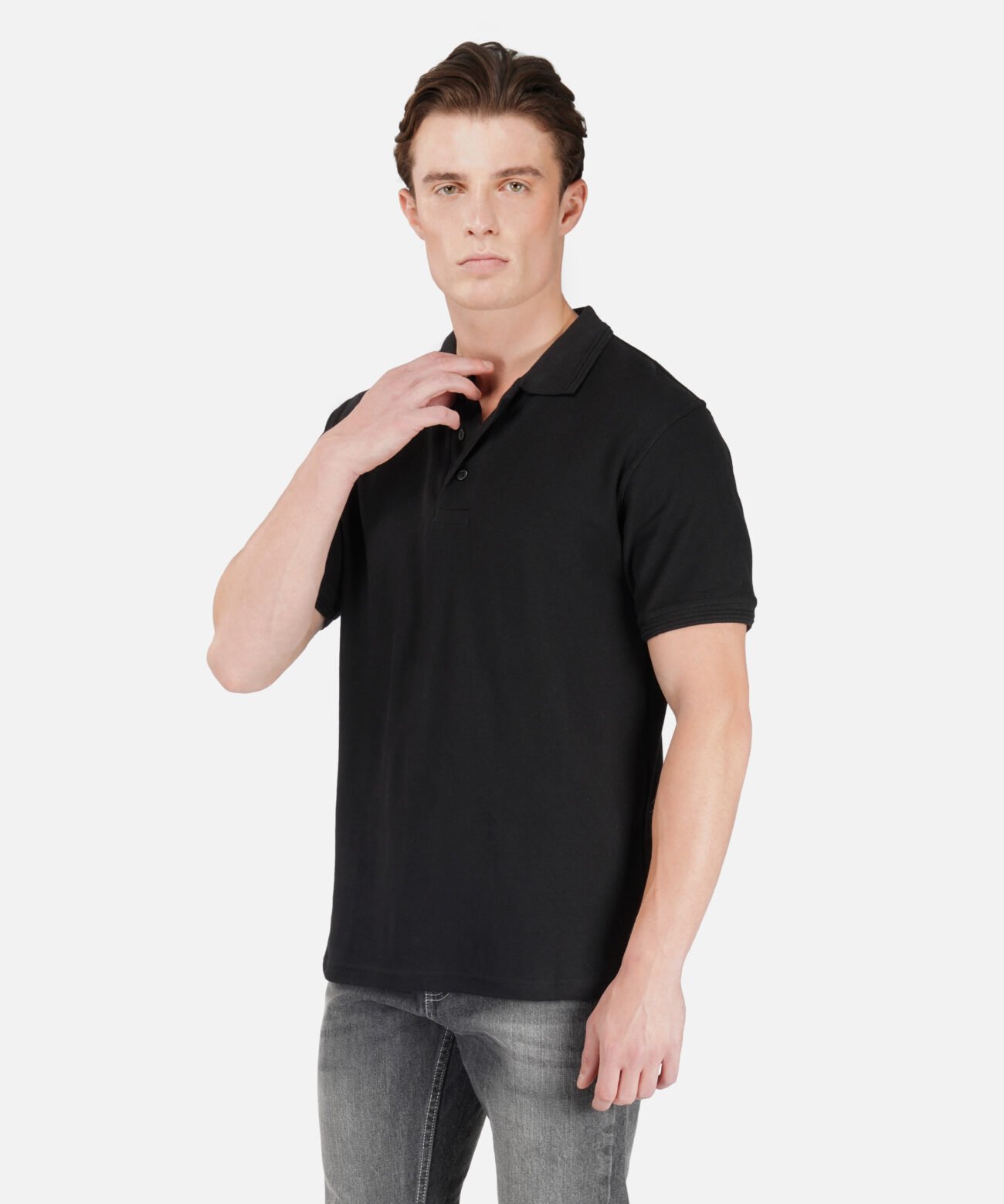 BLACK POLO COTTON T-SHIRT - Image 2