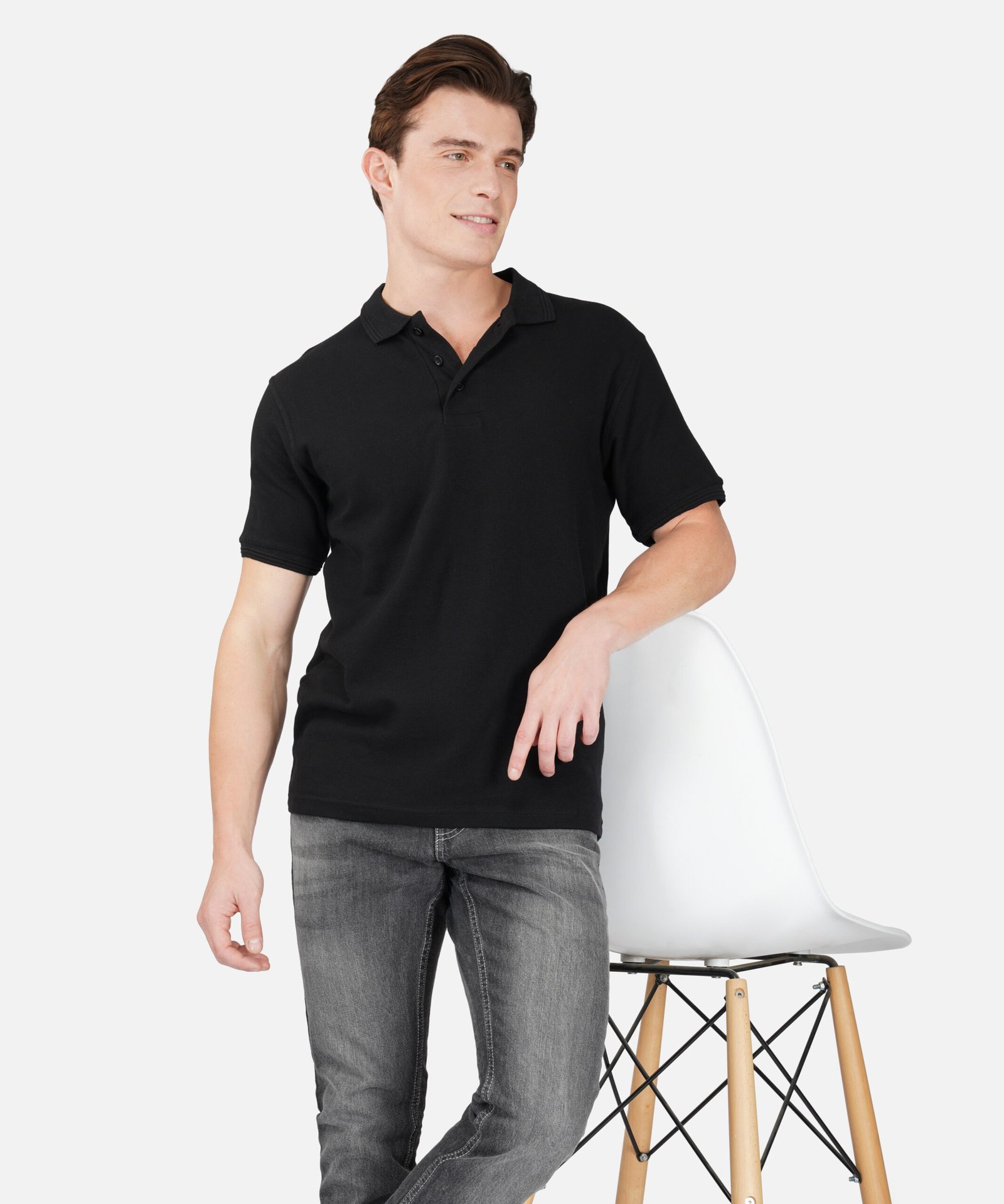 BLACK COTTON POLO T SHIRT