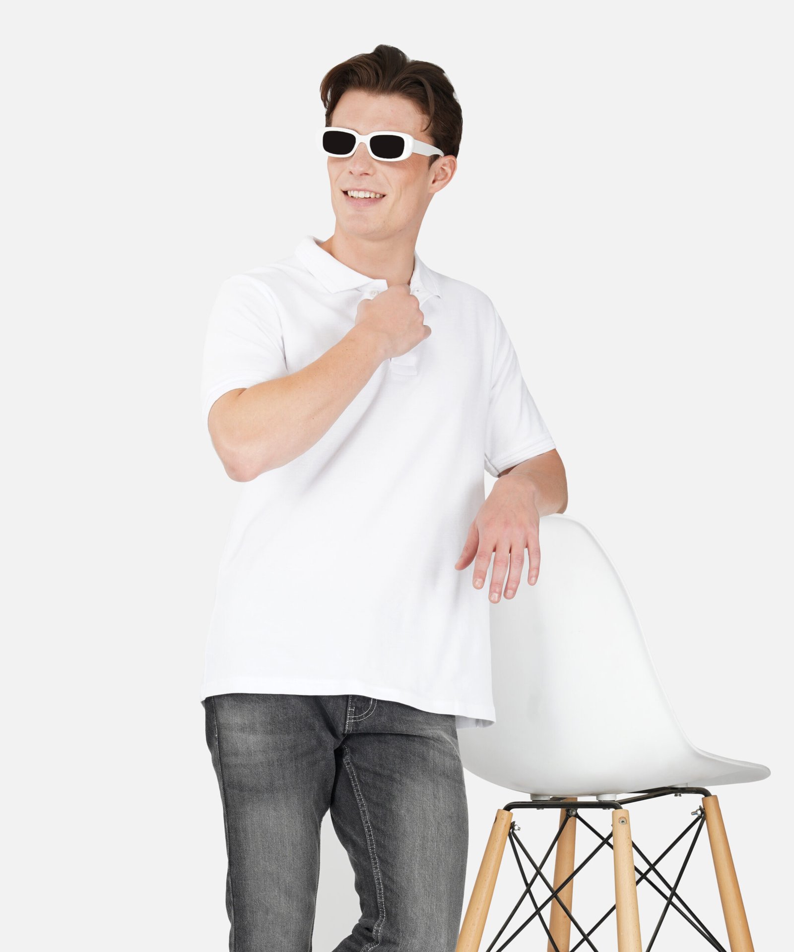 WHITE COTTON POLO T SHIRT