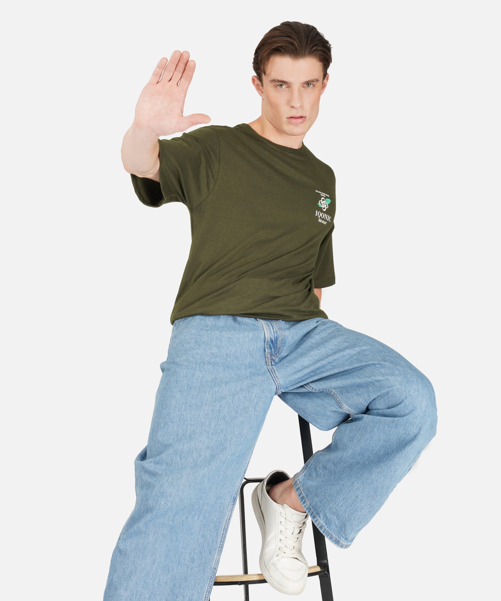 GREEN ICONIC : COTTON PRINTED DESIGNED T-SHIRT - Image 2