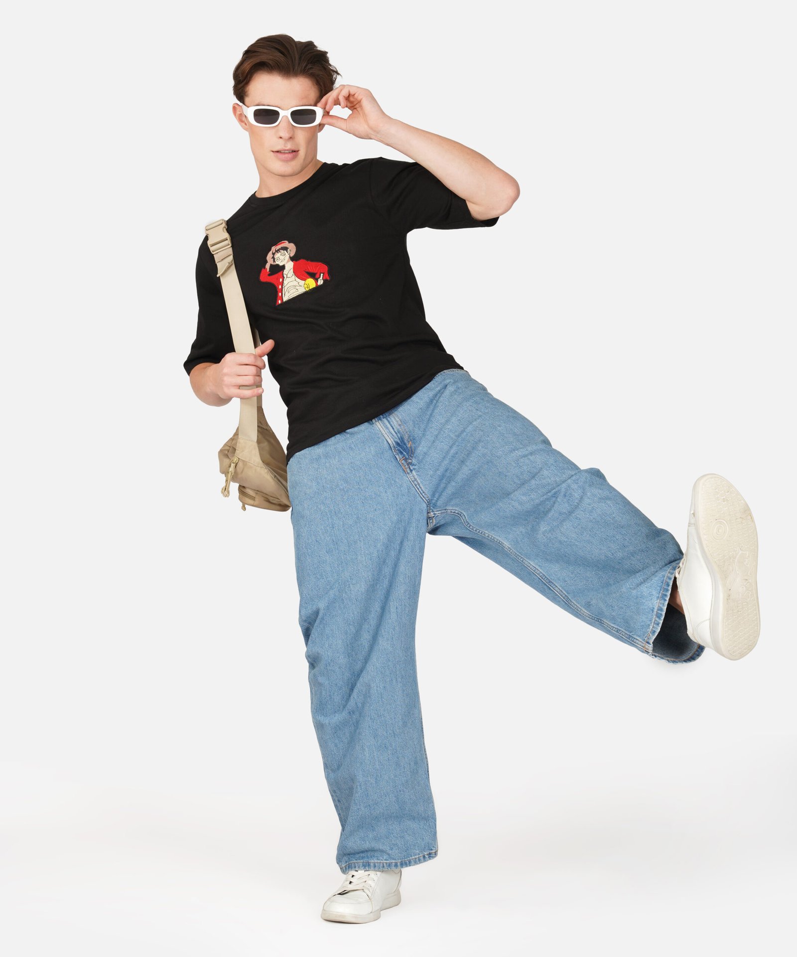 embriodery cotton anime t shirt